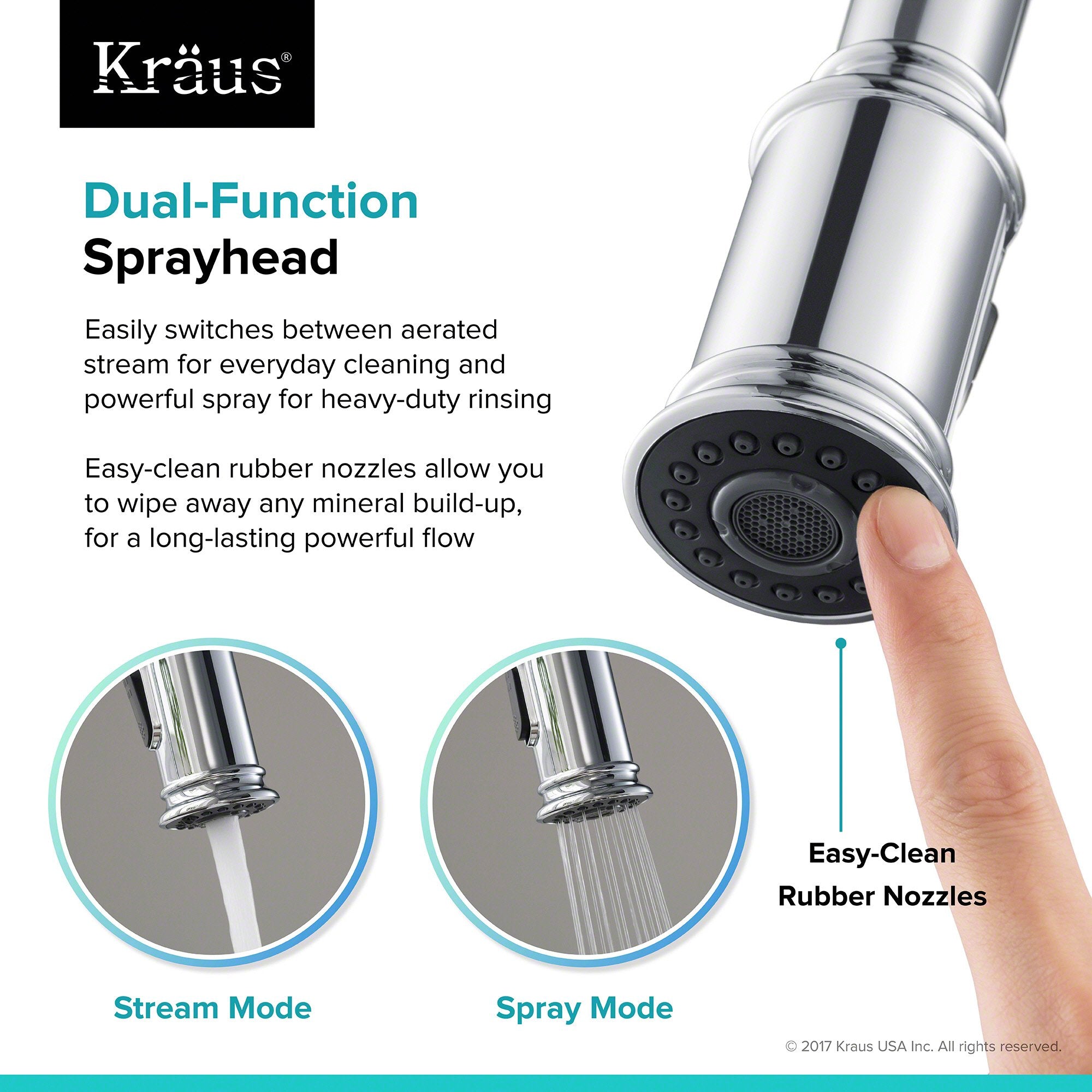 KRAUS Sellette Single Handle Pull Down Kitchen Faucet with Dual Function Sprayhead in Chrome KPF-1680CH | DirectSinks