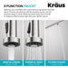 KRAUS Single Handle Kitchen Faucet with Integrated Dispenser for Water Filtration in Brushed Brass-Kitchen Faucets-DirectSinks