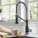 KRAUS Single Handle Kitchen Faucet with Integrated Dispenser for Water Filtration in Spot-Free Stainless Steel & Matte Black-Kitchen Faucets-DirectSinks