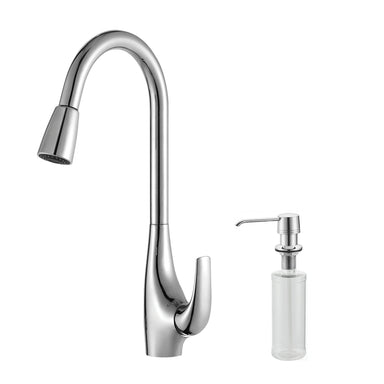 KRAUS Single Lever Pull Down Kitchen Faucet and Soap Dispenser in Chrome KPF-1621-KSD-30CH | DirectSinks