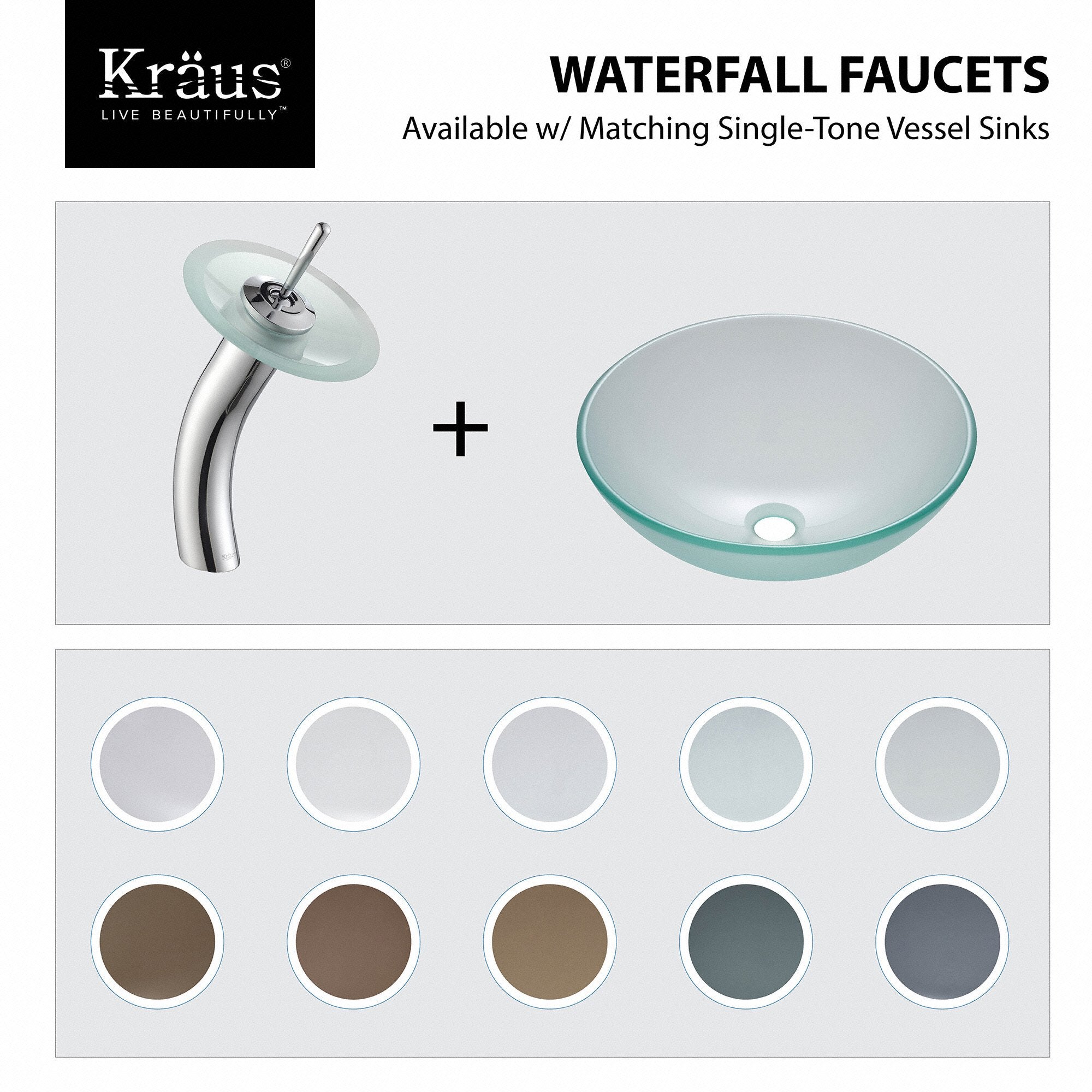 KRAUS Single Lever Waterfall Vessel Faucet with Glass Disk in Oil Rubbed Bronze and Clear KGW-1700ORB-CL | DirectSinks