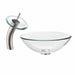 KRAUS Single Lever Waterfall Vessel Faucet with Glass Disk in Satin Nickel and Clear KGW-1700SN-CL | DirectSinks
