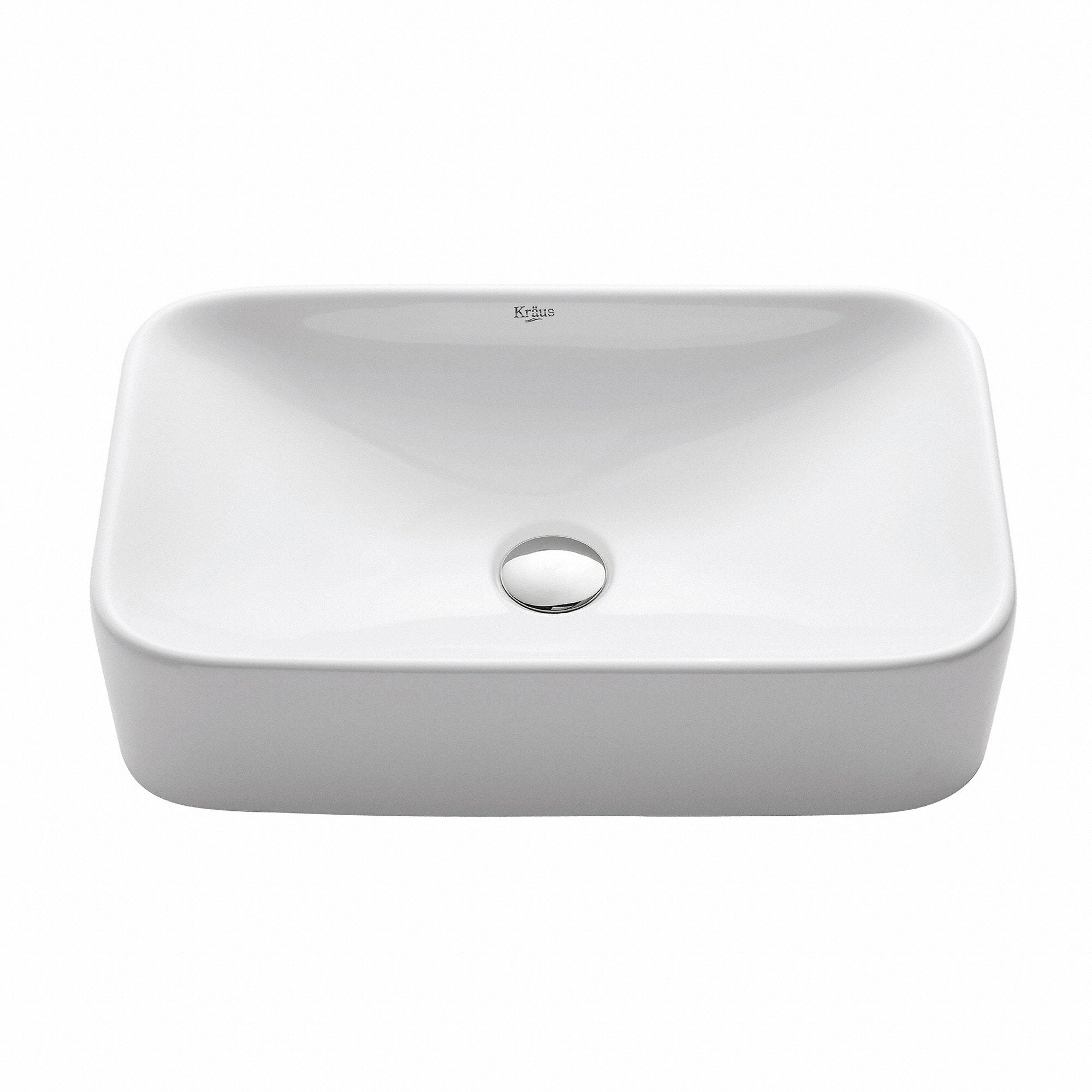 KRAUS Soft Rectangular Ceramic Vessel Bathroom Sink in White-Bathroom Sinks-KRAUS
