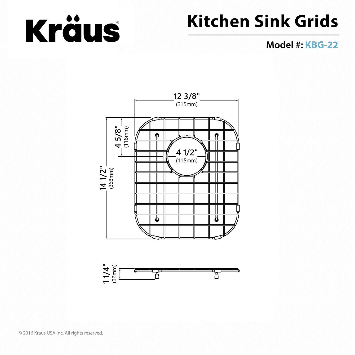 KRAUS Stainless Steel Bottom Grid with Protective Anti-Scratch Bumpers for KBU22 Kitchen Sink-Kitchen Accessories-DirectSinks