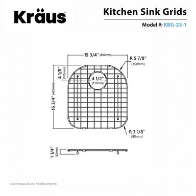 KRAUS Stainless Steel Bottom Grid with Protective Anti-Scratch Bumpers for KBU23 Kitchen Sink Left Bowl-Kitchen Accessories-DirectSinks