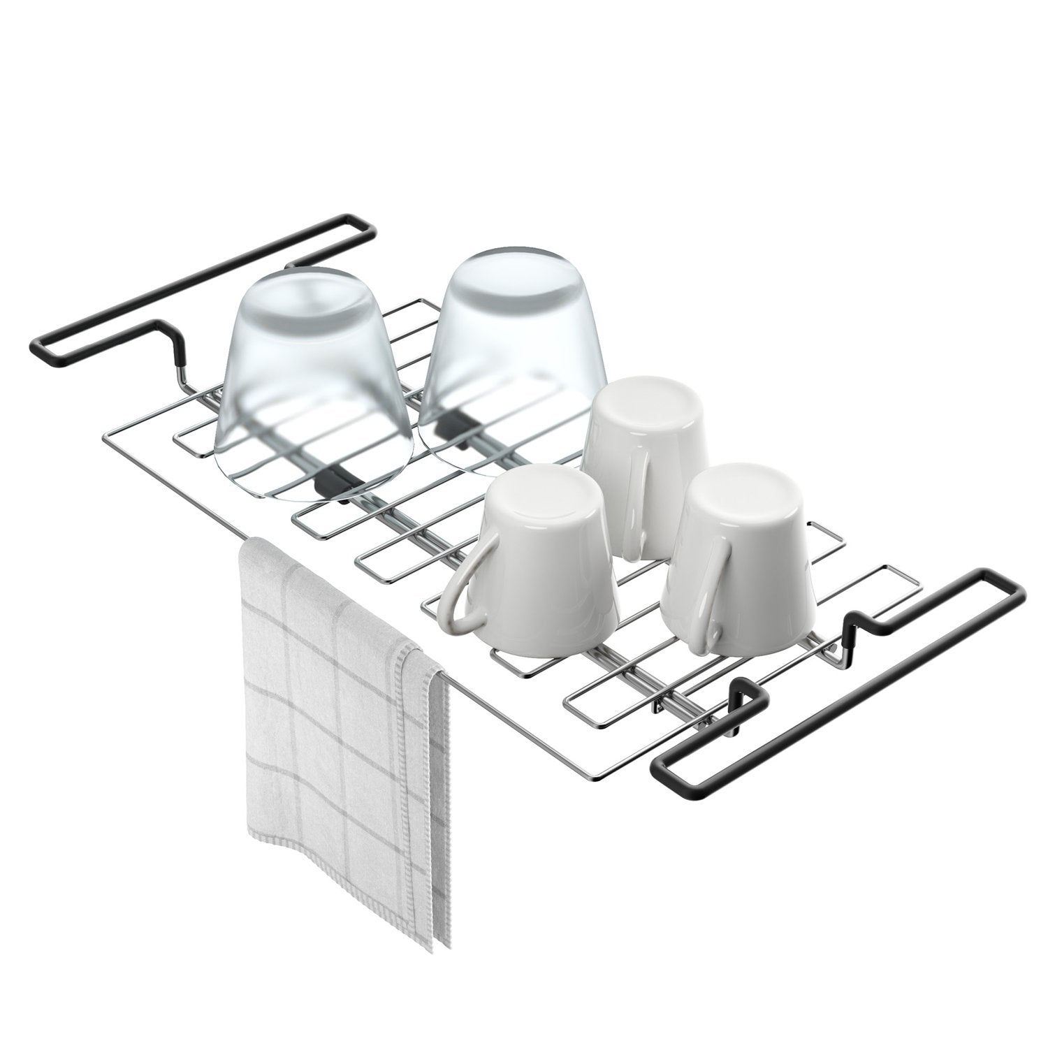 Kraus Multipurpose Stainless Steel Kitchen Sink Drying Rack, Sponge Holder,  Sink Caddy with Towel Bar, Expandable 15 7/8 in. to 18 7/8 in., KCD-1
