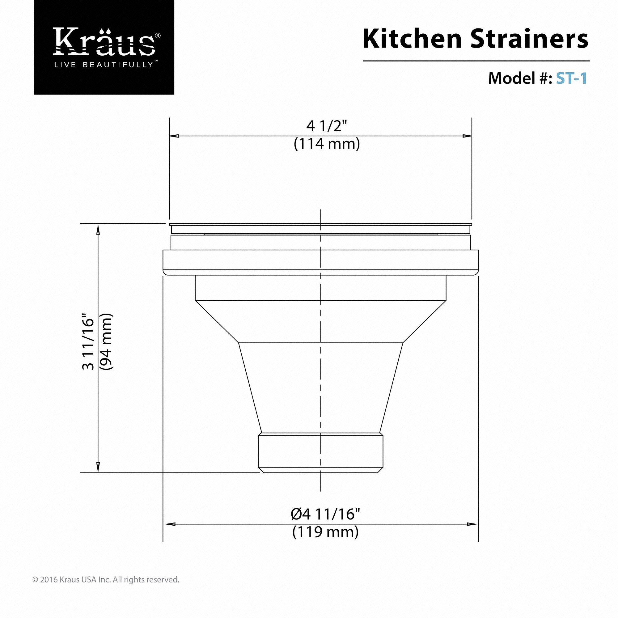 KRAUS Stainless Steel Strainer-Kitchen Accessories-KRAUS