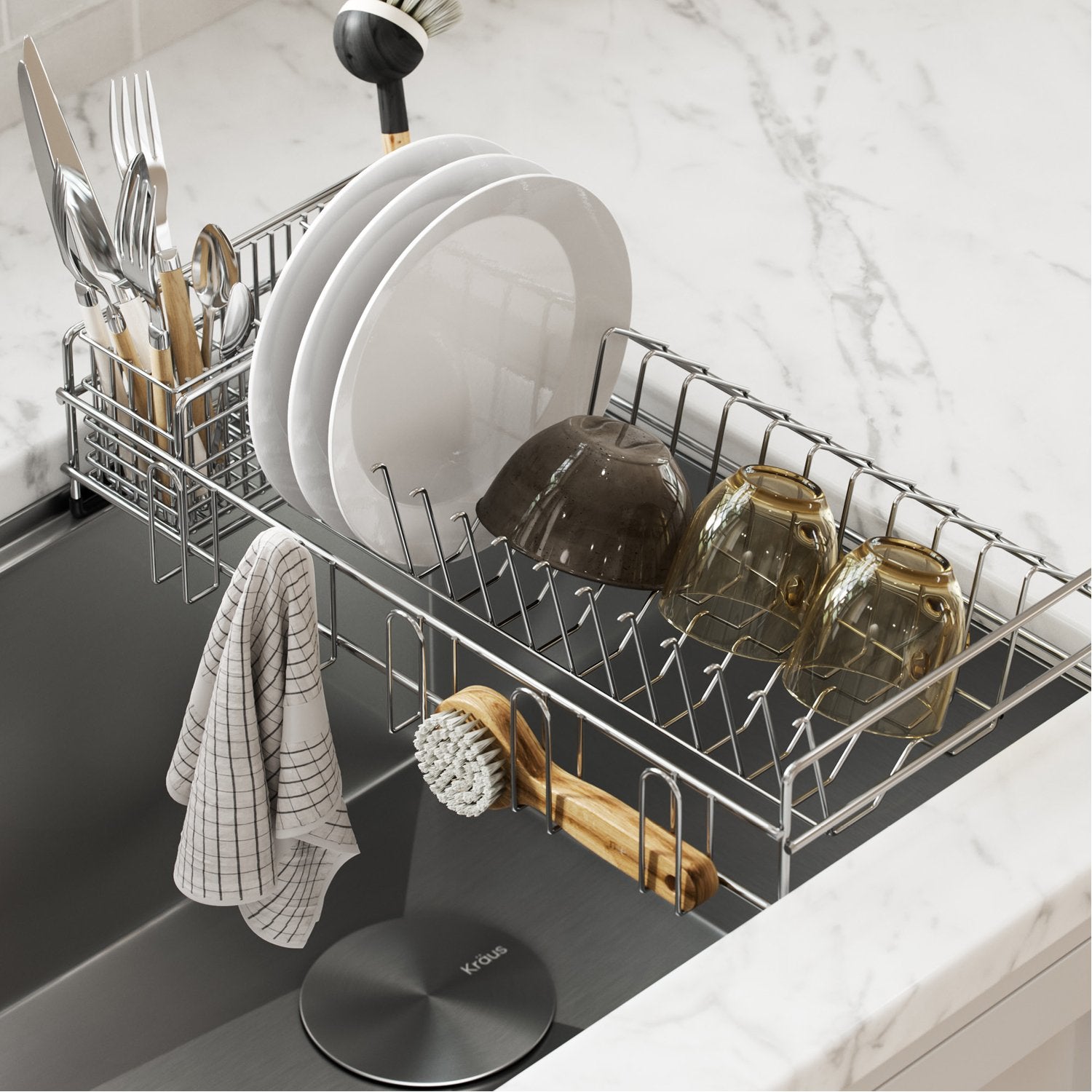 Optimized Product Title: Stainless Steel Over The Sink Dish Rack