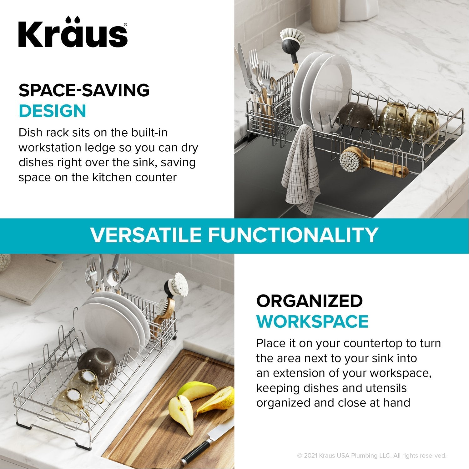 Kraus Drying Rack KRAUS Stainless Steel Workstation Sink Dish & Utensil Drying Rack ...