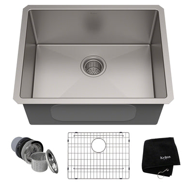 KRAUS Standart PRO 23 Inch 16 Gauge Rectangle Undermount Single Bowl Stainless Steel Kitchen Sink-Kitchen Sinks-KRAUS