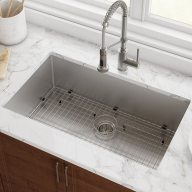 KRAUS Standart PRO 26" 16 Gauge Undermount Single Bowl Stainless Steel Kitchen Sink-Kitchen Sinks-DirectSinks