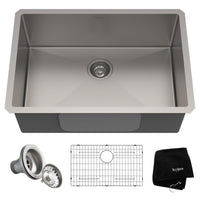 KRAUS 28" Undermount 16 Gauge Single Bowl Stainless Steel Small Radius Kitchen Sink