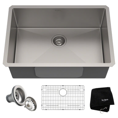 KRAUS Standart PRO 28-Inch 16 Gauge Undermount Single Bowl Stainless Steel Kitchen Sink-Kitchen Sinks-KRAUS