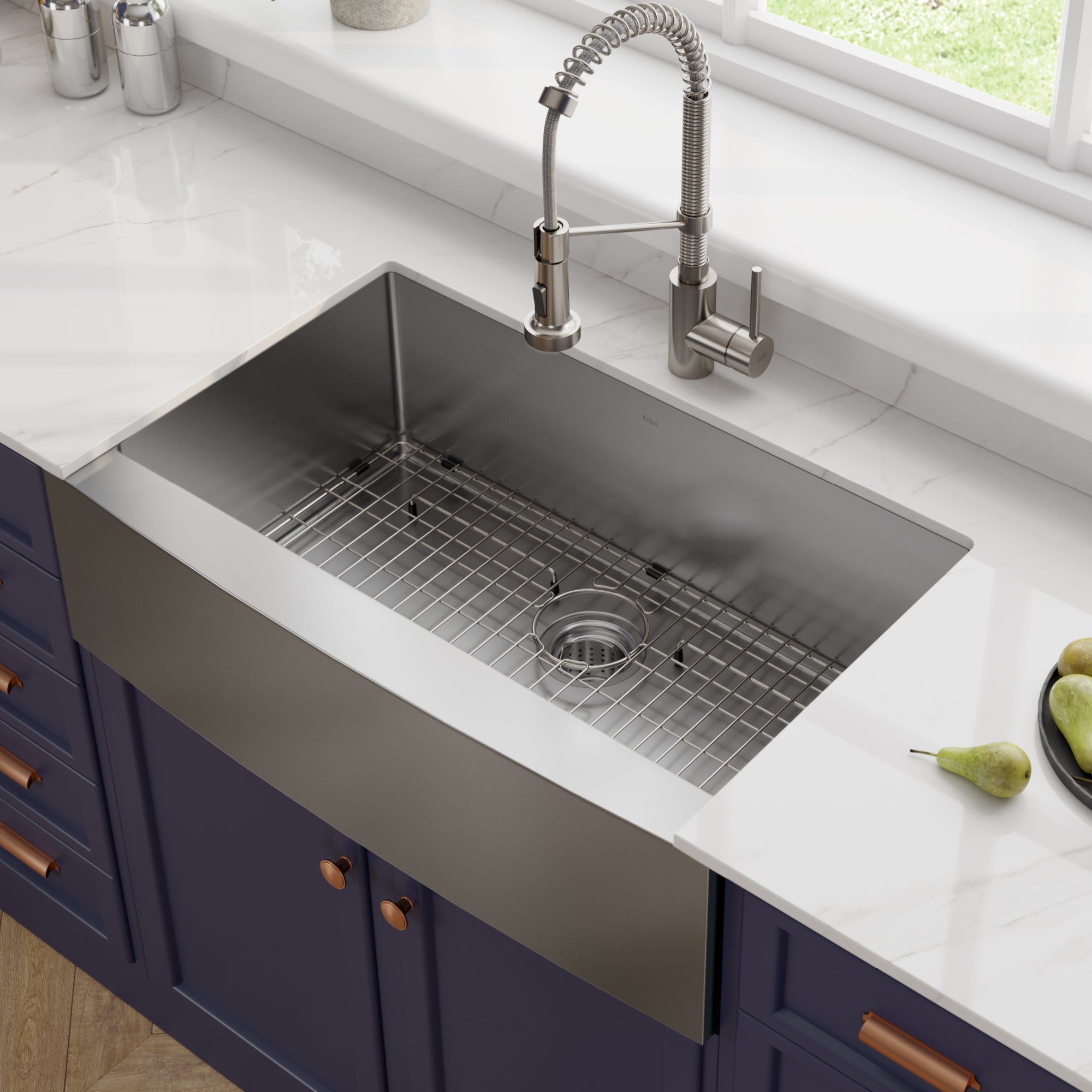 KRAUS Standart PRO 30" 16 Gauge Single Bowl Stainless Steel Farmhouse Kitchen Sink-Kitchen Sinks-DirectSinks