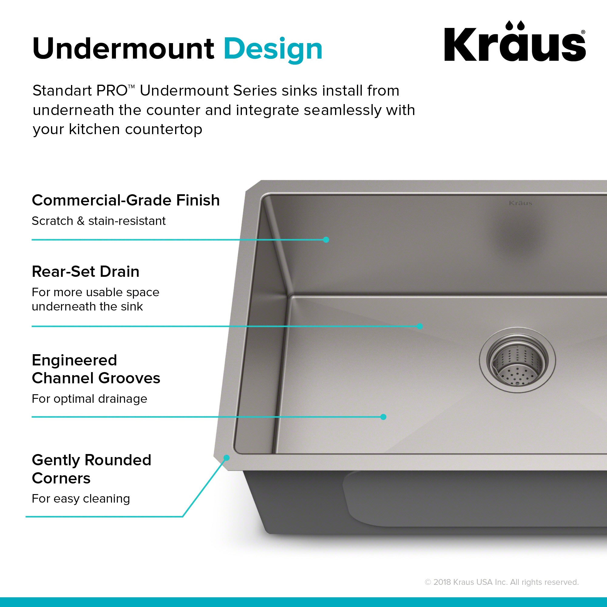 KRAUS Standart PRO 30" 16 Gauge Undermount Single Bowl Stainless Steel Kitchen Sink-Kitchen Sinks-DirectSinks