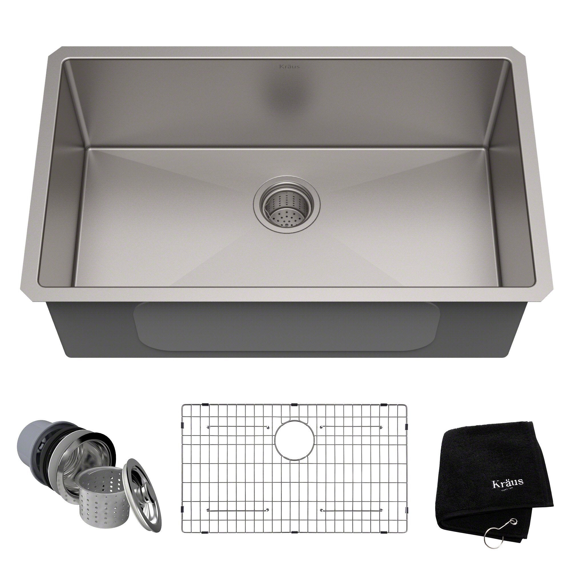 KRAUS KHU100-30 Standart PRO 30-Inch 16 Gauge Undermount Single Bowl Stainless Steel Kitchen Sink-Kitchen Sinks-KRAUS 