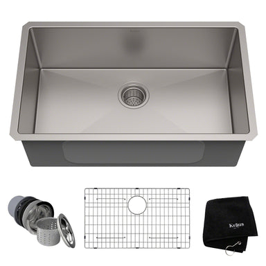 KRAUS KHU100-30 Standart PRO 30-Inch 16 Gauge Undermount Single Bowl Stainless Steel Kitchen Sink-Kitchen Sinks-KRAUS 