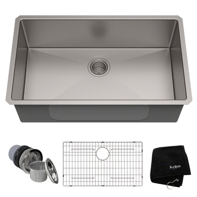 KRAUS Standart PRO 32-Inch 16 Gauge Undermount Single Bowl Stainless Steel Kitchen Sink-Kitchen Sinks-KRAUS