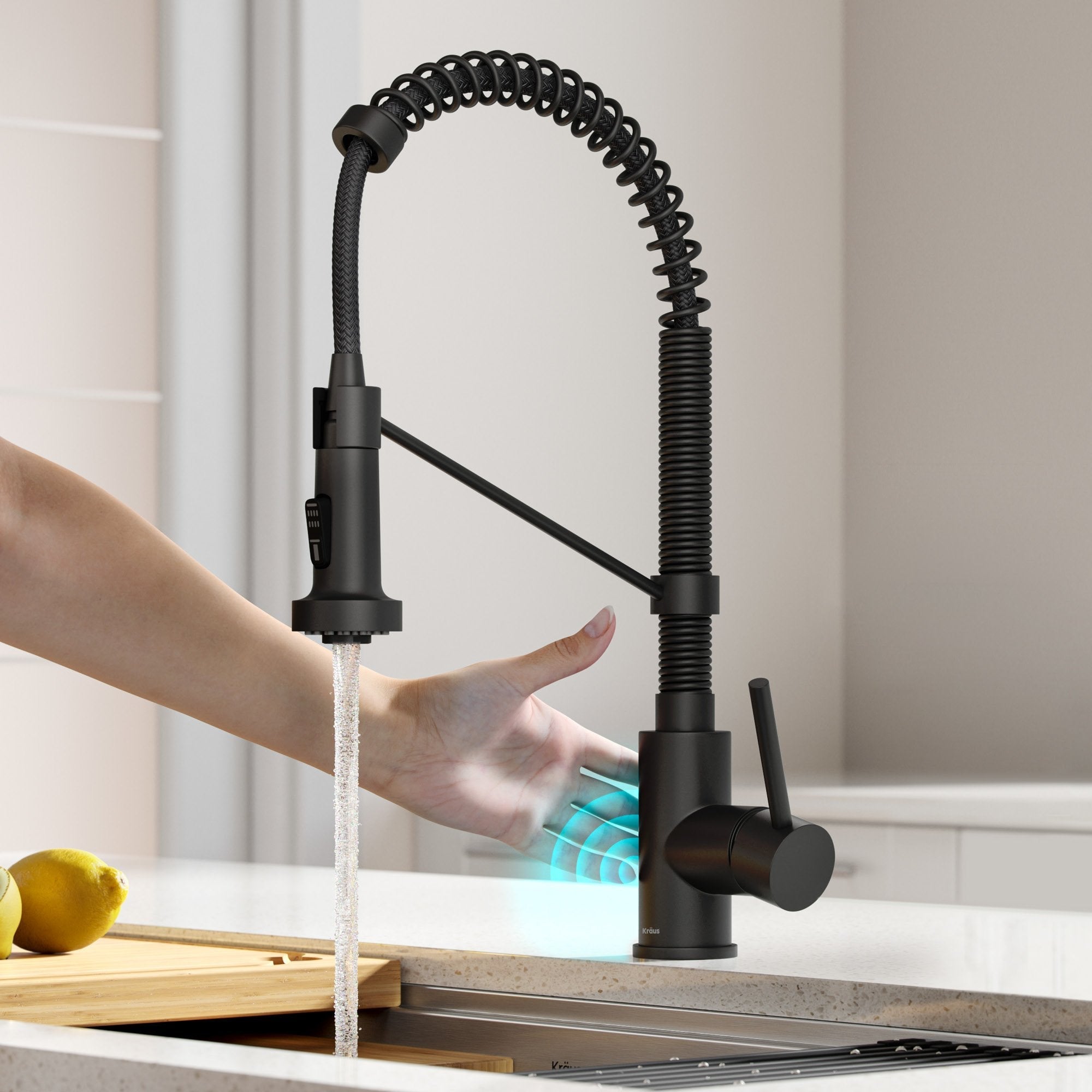 KRAUS Touchless Single Handle Kitchen Faucet in Matte Black — DirectSinks