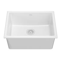 KRAUS Turino 24" Drop-In or Undermount Fireclay Kitchen Sink with Thick Mounting Deck in Gloss White