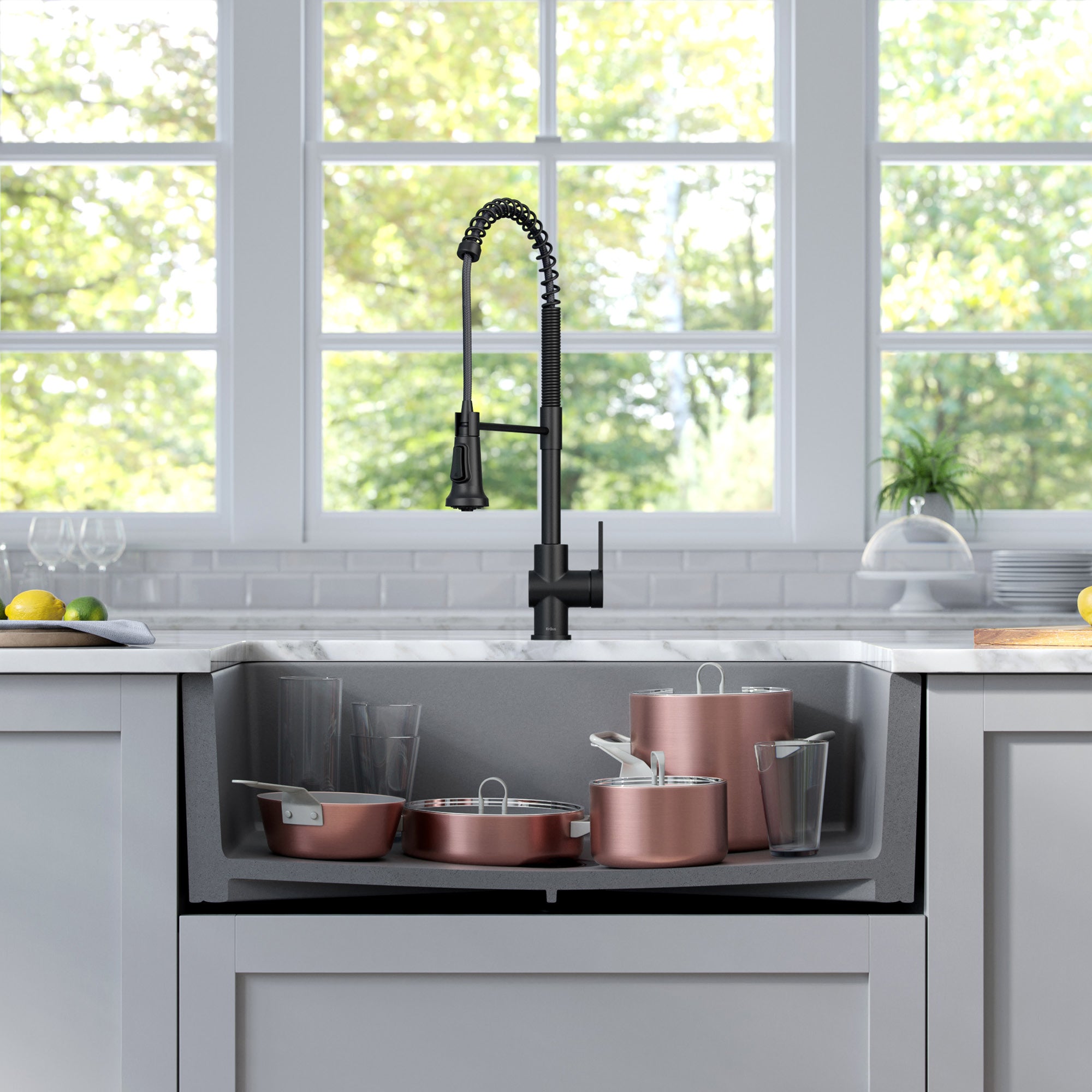KRAUS Turino 33" Reversible Apron Front Fireclay Kitchen Sink in Matte Grey-Kitchen Sinks-DirectSinks