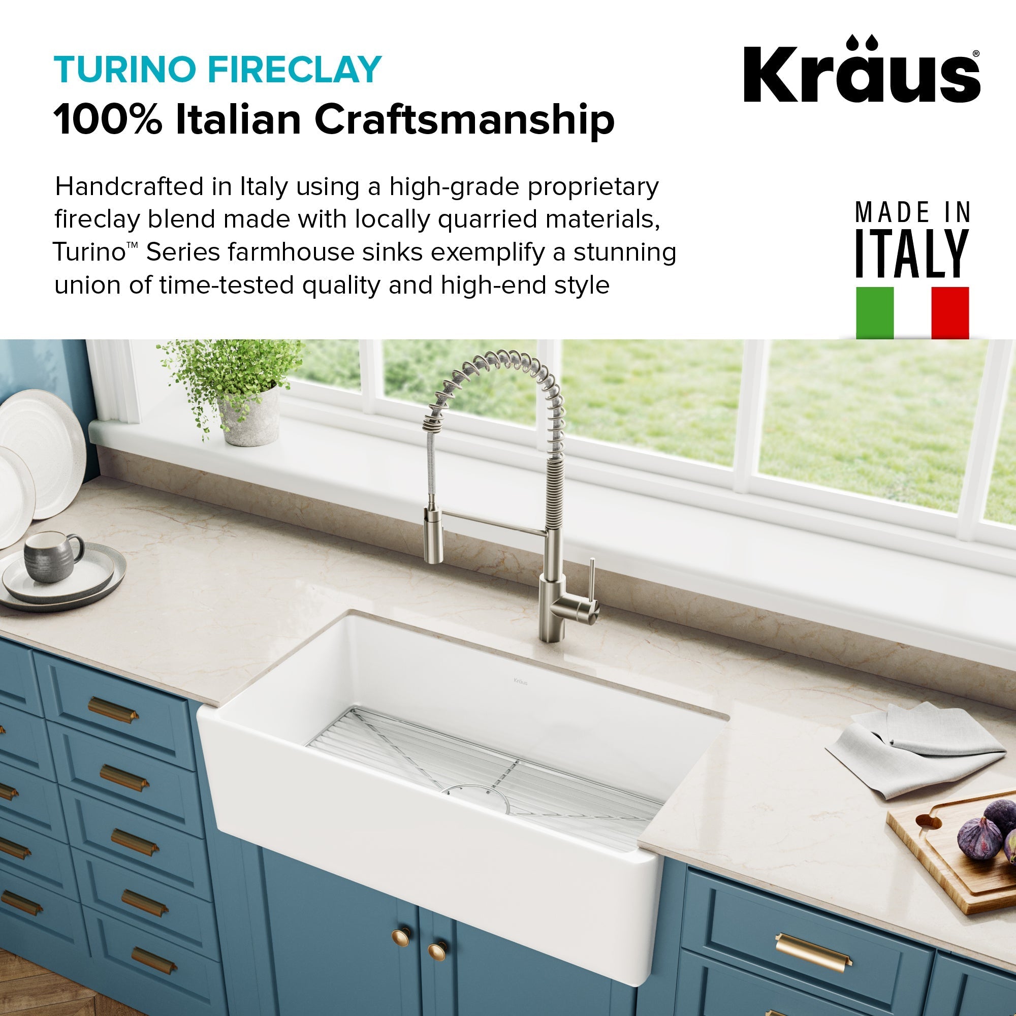 Kraus Turino Workstation Single Bowl Kitchen Sink 33 Farmhouse Reversible Apron Front Fireclay in Gloss White