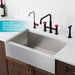 KRAUS Urbix Bridge Kitchen Faucet with Side Sprayer in Matte Black/Red KPF-3125MBRD | DirectSinks