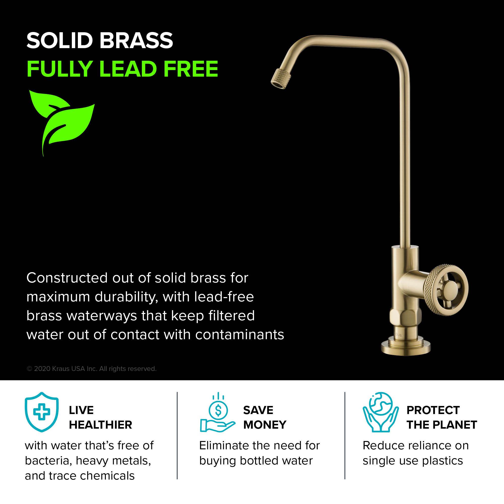 KRAUS Urbix Drinking Water Dispenser Kitchen Faucet in Brushed Gold FF-101BG | DirectSinks
