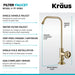 KRAUS Urbix Industrial Bridge Kitchen Faucet & Water Filter Faucet in Brushed Gold KPF-3125-FF-101BG | DirectSinks