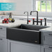 KRAUS Urbix Industrial Bridge Kitchen Faucet & Water Filter Faucet in Matte Black/Red KPF-3125-FF-101MBRD | DirectSinks