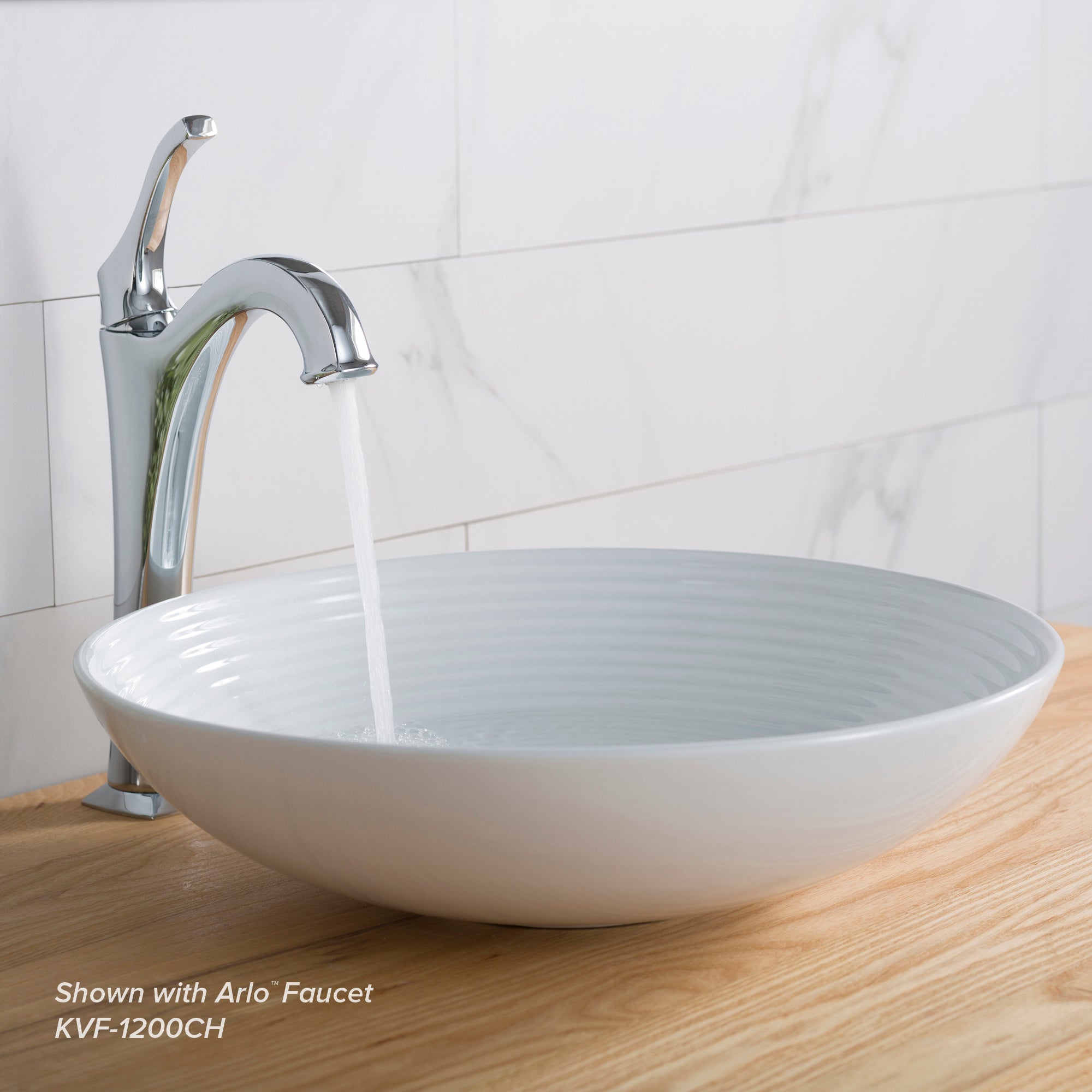 KRAUS Viva 16.5 Inch Round White Porcelain Ceramic Vessel Bathroom Sink-Bathroom Sinks-DirectSinks