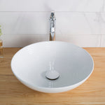 thumbnail image 2 of KRAUS Viva Round White Porcelain Vessel Bathroom Sink - 16.5" Diameter, 5.5" Height, Above-Counter Design 2 of 14