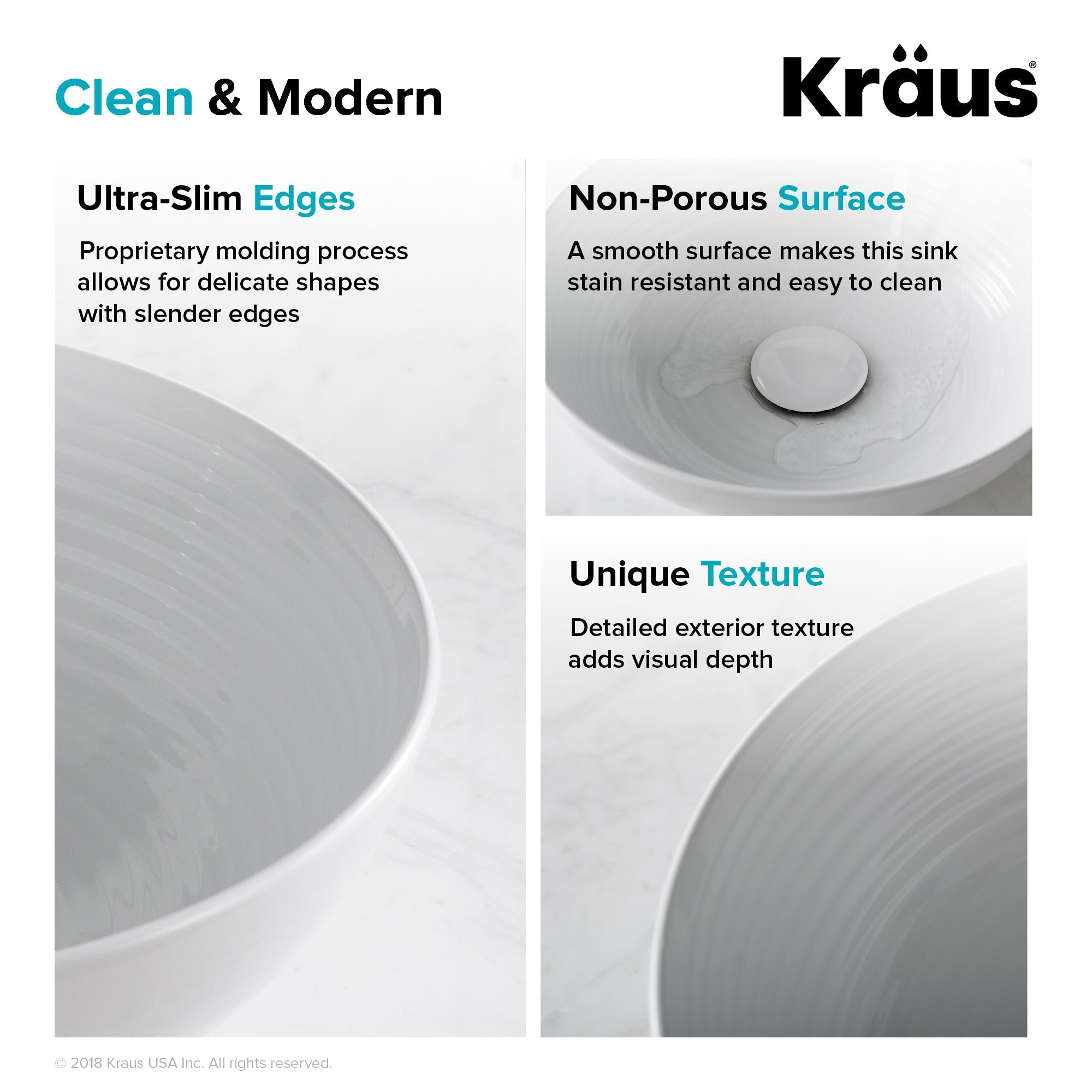KRAUS Viva Round White Porcelain Ceramic Vessel Bathroom Sink with Pop-Up Drain, 13D x 4 3/8H-Bathroom Sinks-DirectSinks