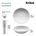 KRAUS Viva Round White Porcelain Ceramic Vessel Bathroom Sink with Pop-Up Drain, 16 1/2D x 4 3/8H-Bathroom Sinks-DirectSinks