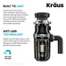 KRAUS WasteGuard High-Speed 1/3 HP Continuous Feed Ultra-Quiet Motor Garbage Disposal-Kitchen Accessories-DirectSinks