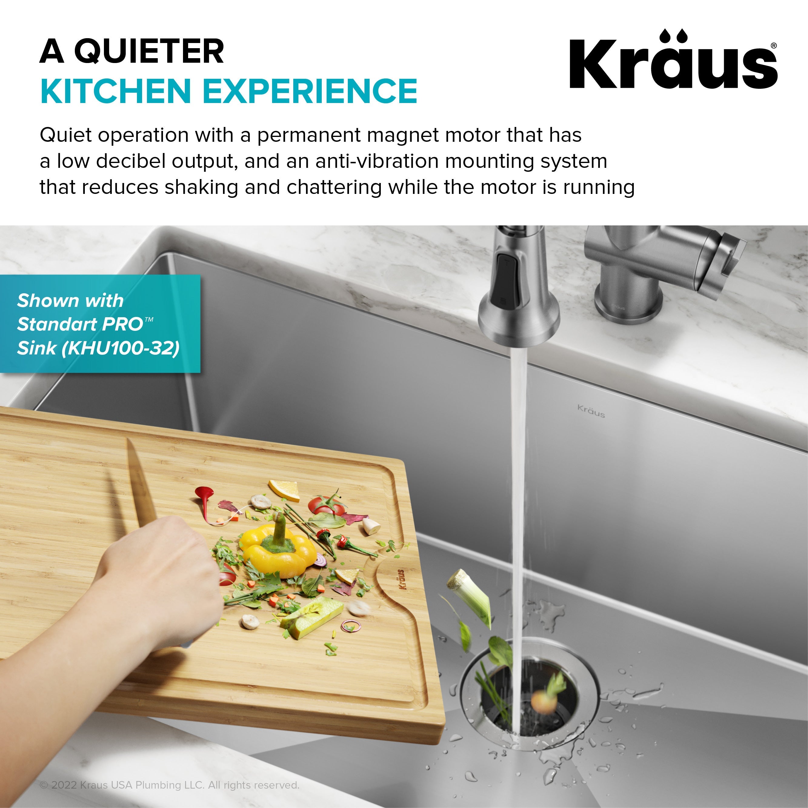 KRAUS WasteGuard High-Speed 1/3 HP Continuous Feed Ultra-Quiet Motor Garbage Disposal-Kitchen Accessories-DirectSinks
