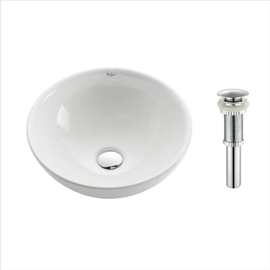 Kraus White Round Ceramic Bathroom Sink with Pop Up Drain-KRAUS-DirectSinks