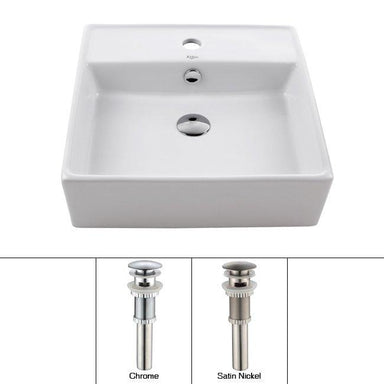Kraus White Square Ceramic Bathroom Sink and Pop Up Drain with Overflow-KRAUS-DirectSinks