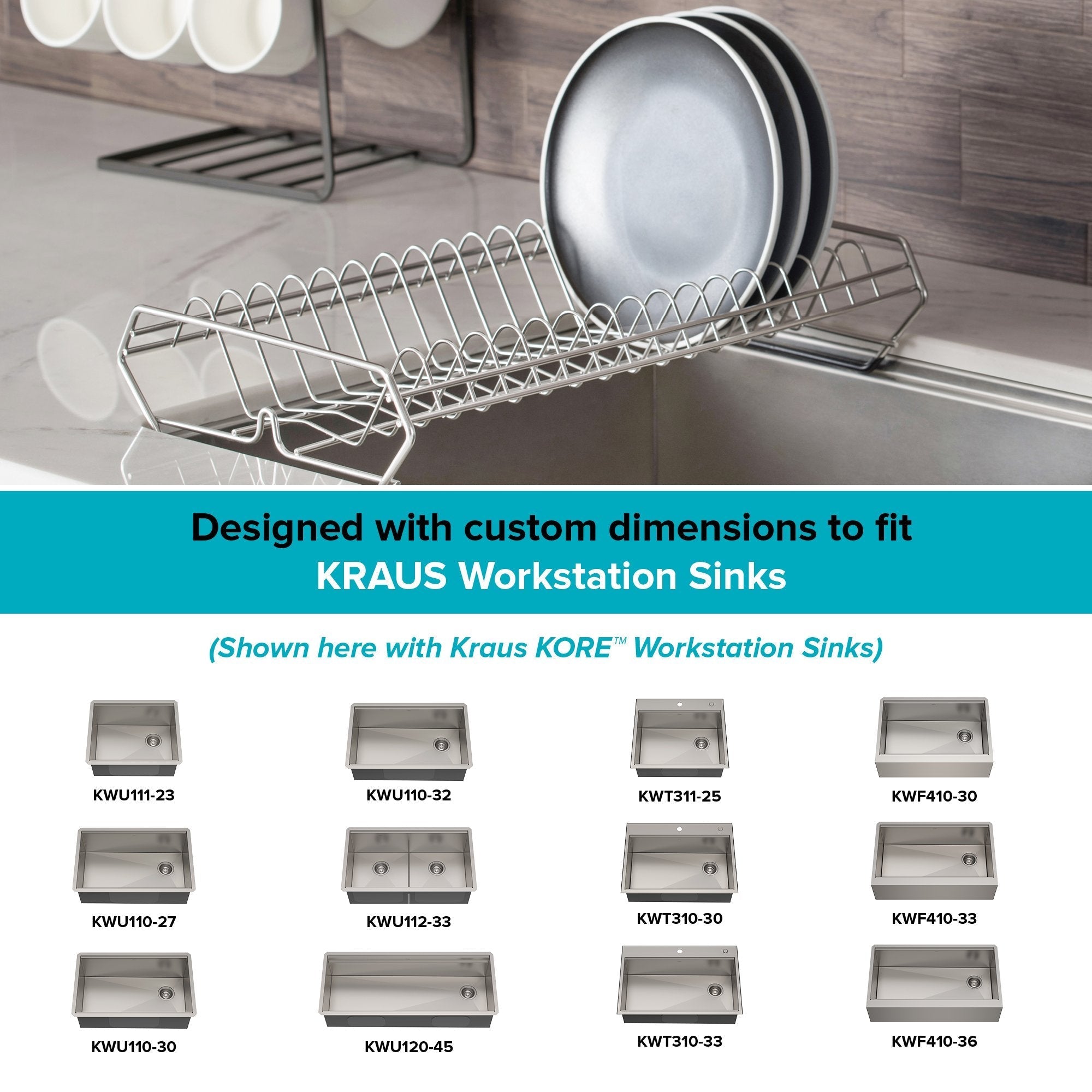 KRAUS Workstation Kitchen Sink Drying Rack in Stainless Steel — DirectSinks