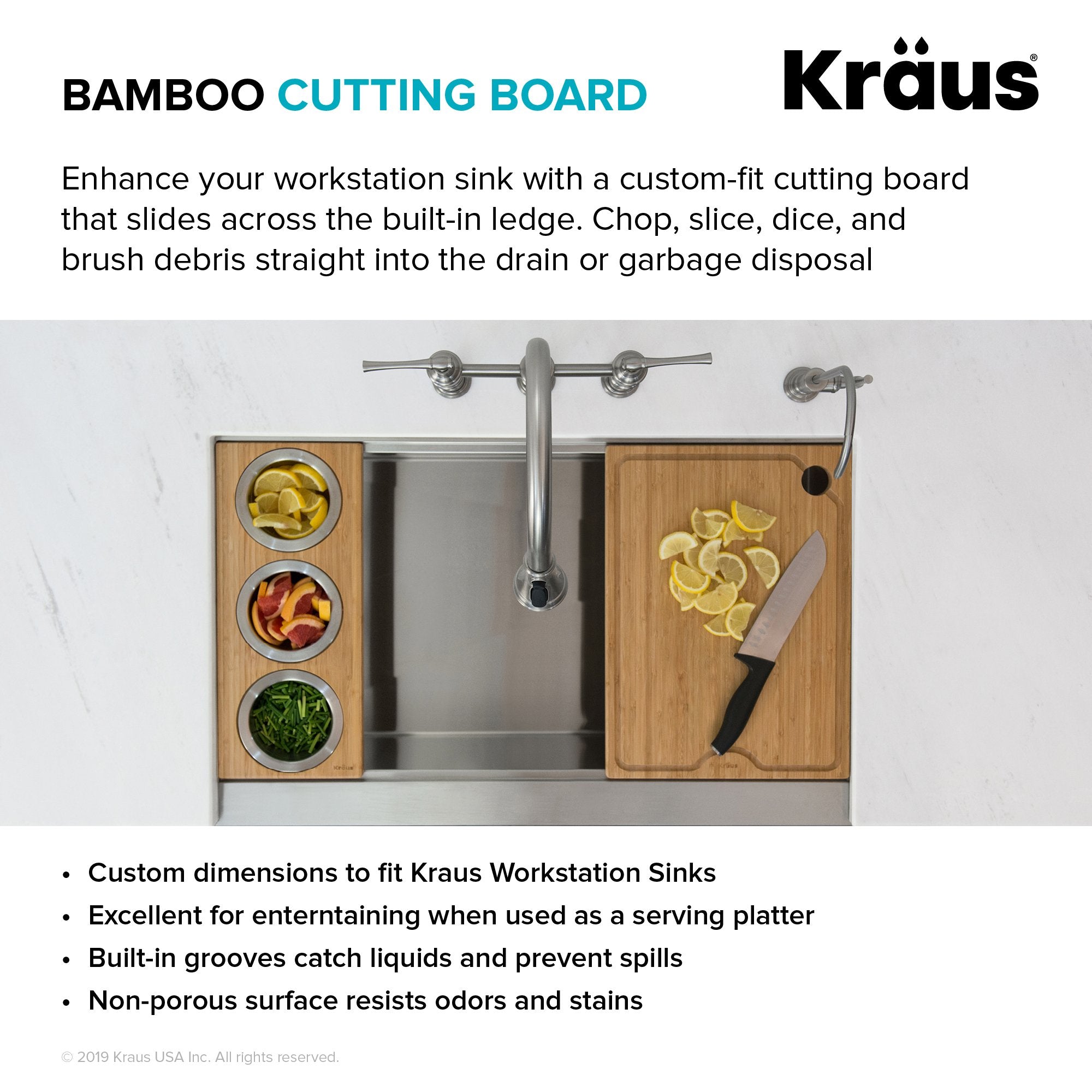 Expandable Over The Sink Bamboo Cutting Board