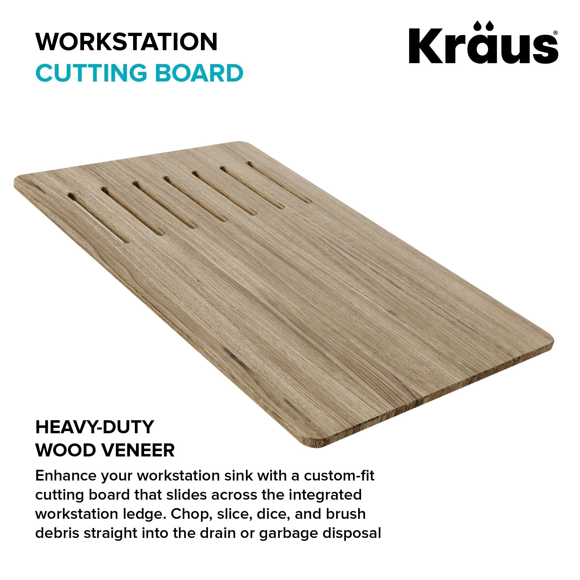 Kraus Workstation Kitchen Sink Wood Grain Composite Cutting Board KCB-WS301SA
