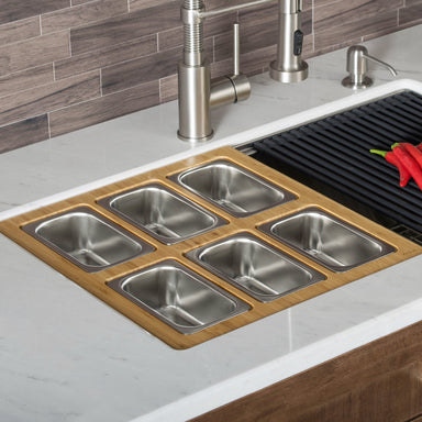 KRAUS Workstation Serving Board Set with Six Rectangular Bowls-Kitchen Accessories-KRAUS