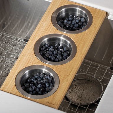 KRAUS Workstation Serving Board Set with Three Stainless Steel Bowls-Kitchen Accessories-KRAUS