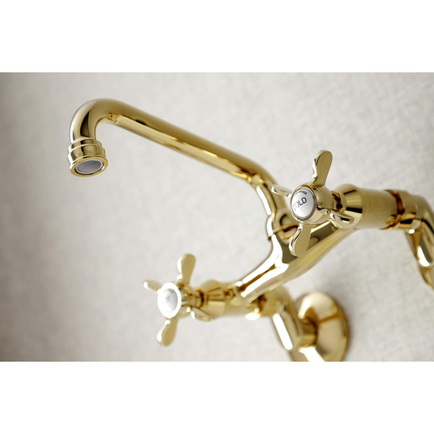Kingston Brass KS113X-P Essex Two Handle Wall Mount Kitchen Faucet