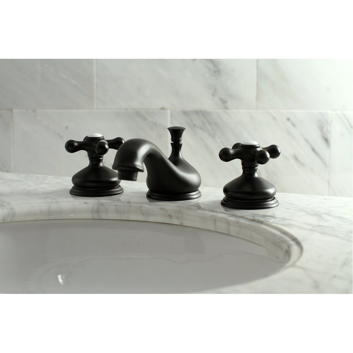 Kingston Brass Heritage 8-Inch Widespread Deck Mount Bathroom Faucet