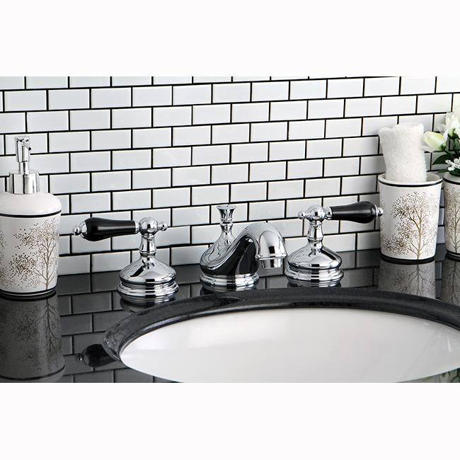 Kingston Brass Heritage Onyx Solid Brass Widespread Lavatory Faucet with  Black Porcelain Lever Handle