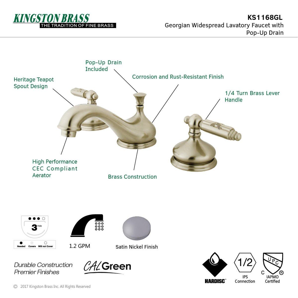 Kingston Brass Georgian 8-Inch Widespread Bathroom Faucet