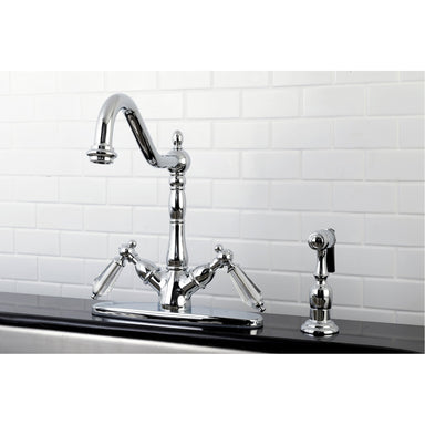 Kingston Brass Mono Deck Mount Kitchen Faucet with Brass Sprayer-Kitchen Faucets-Free Shipping-Directsinks.