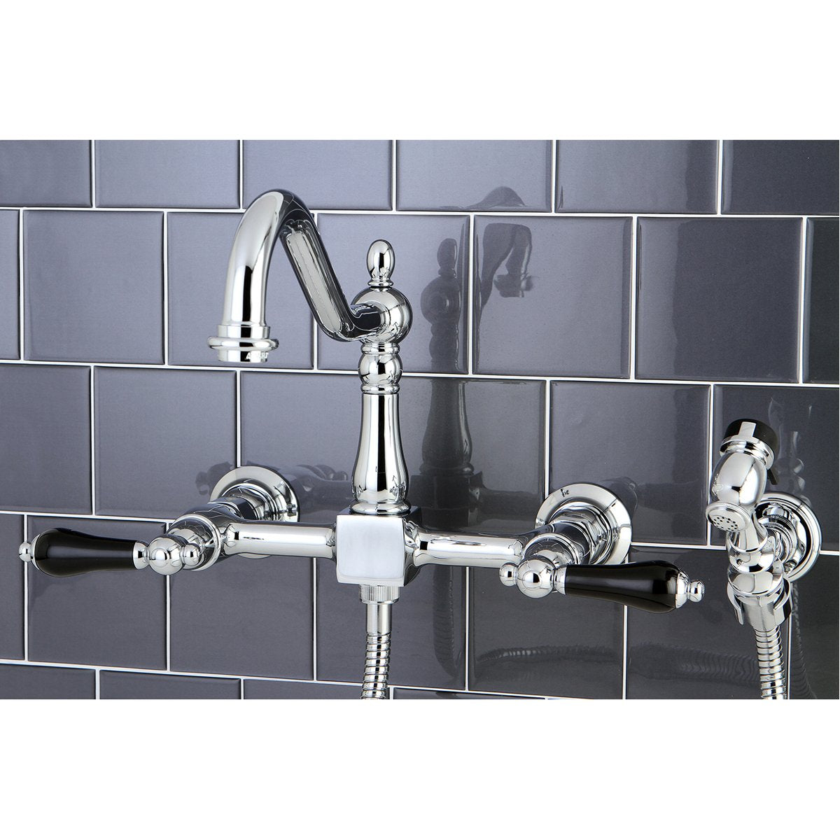 Kingston Brass Duchess 8-Inch Centerset Wall Mount Kitchen Faucet with Brass Sprayer