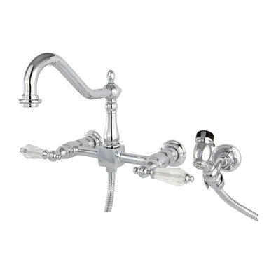 Kingston Brass Wall Mount 8" Centerset Kitchen Faucet with Brass Sprayer-Kitchen Faucets-Free Shipping-Directsinks.